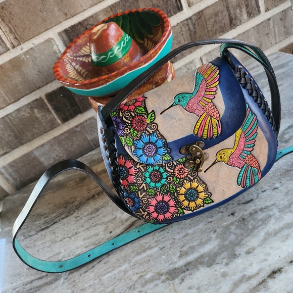 Hand Tooled Hummingbird Crossbody - Picture 12 of 16